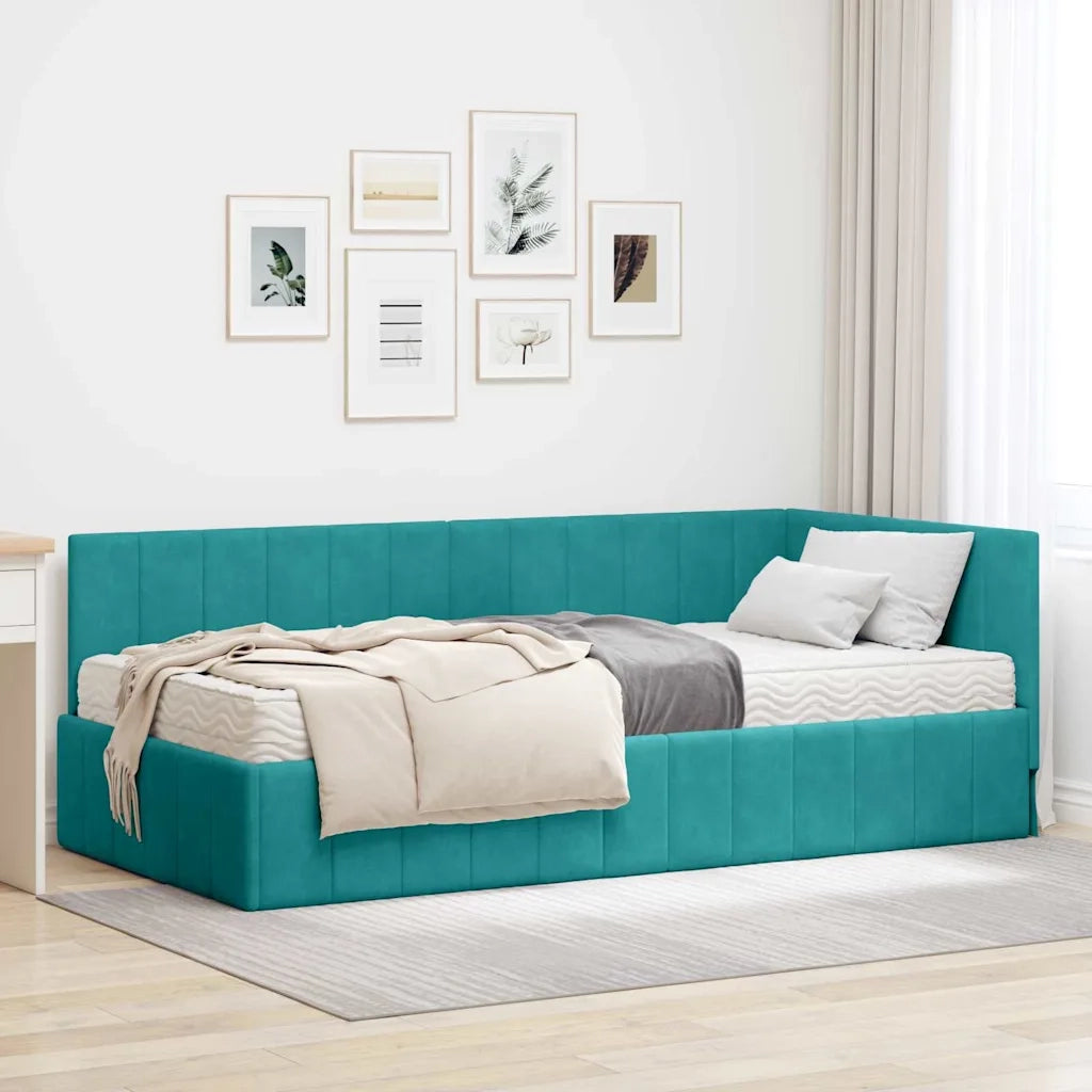 Struttura Letto Angolare con Materasso 2 pcs Turchese Velluto 3393876