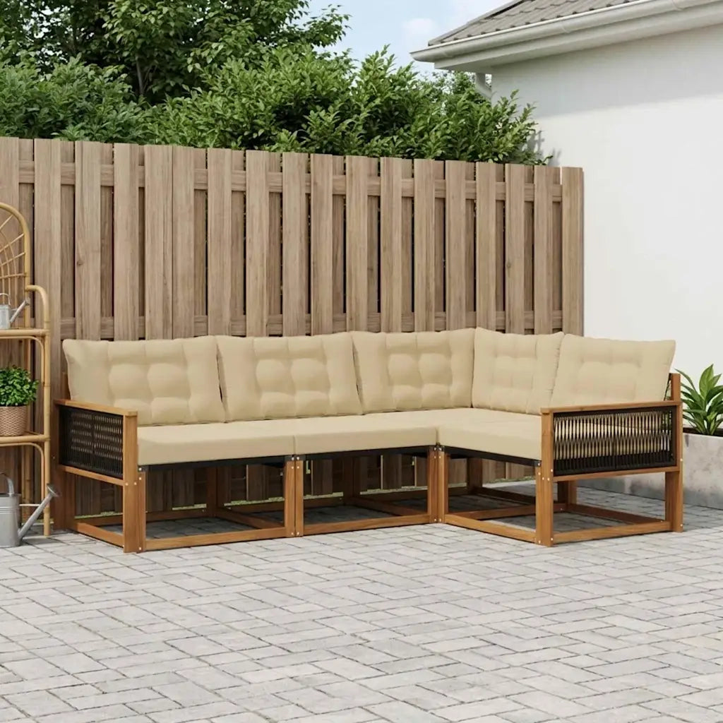 Set di divani da esterno con cuscino 4 pcs Naturale e Beige 3381393