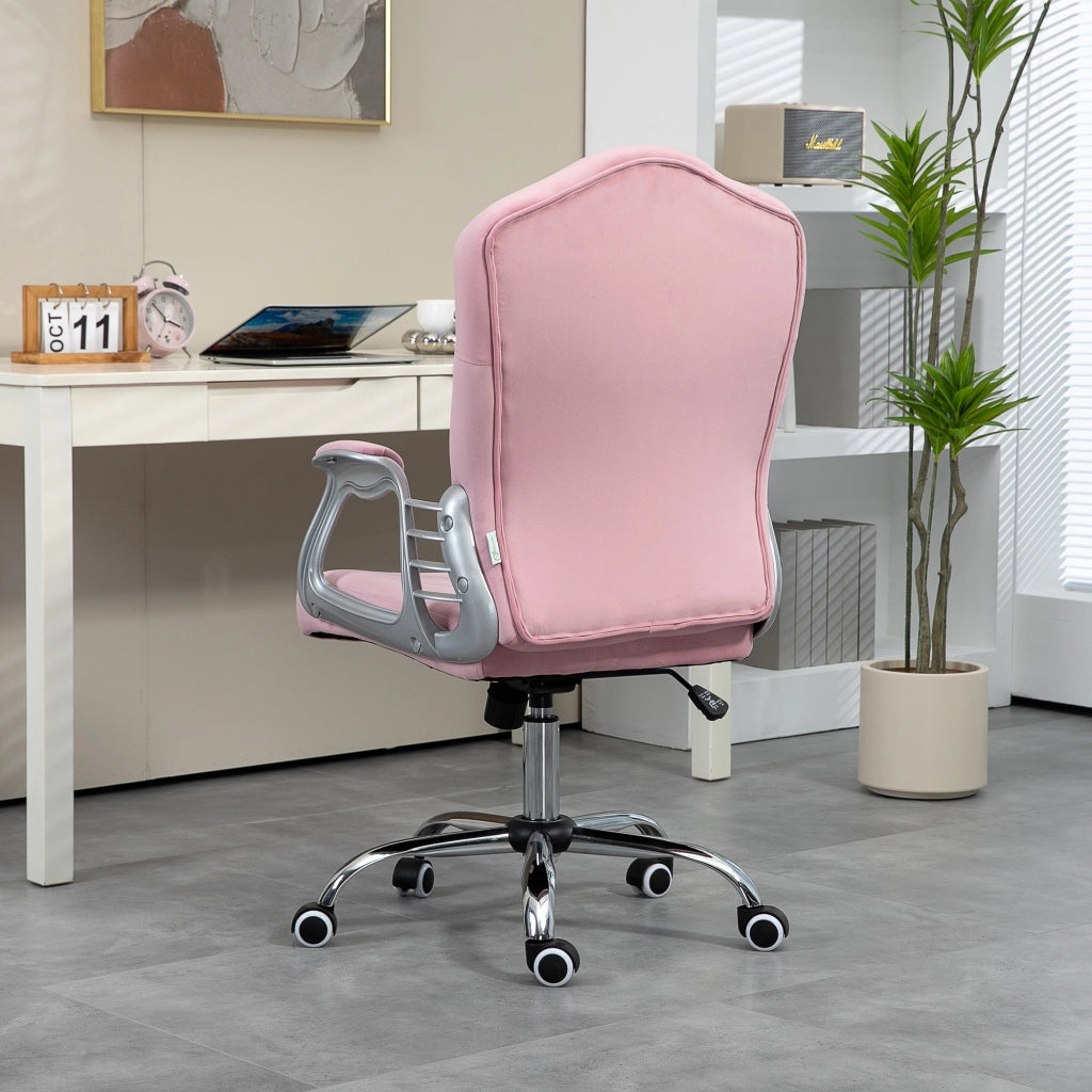Sedia da ufficio ¨C Minimal ¨C Schienale regolabile altezza variabile velluto rosa