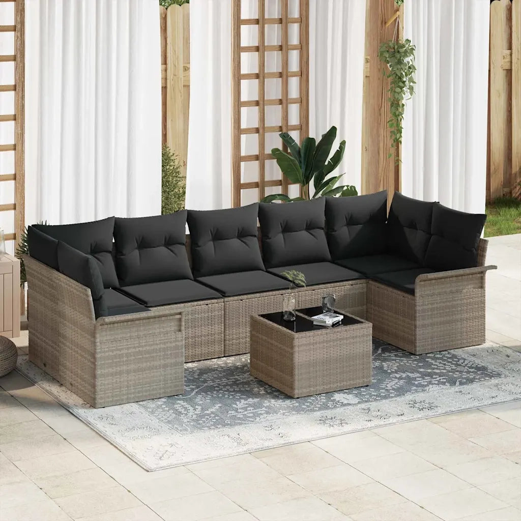 Set Divano da Giardino 8 pcs Grigio chiaro polyrattan