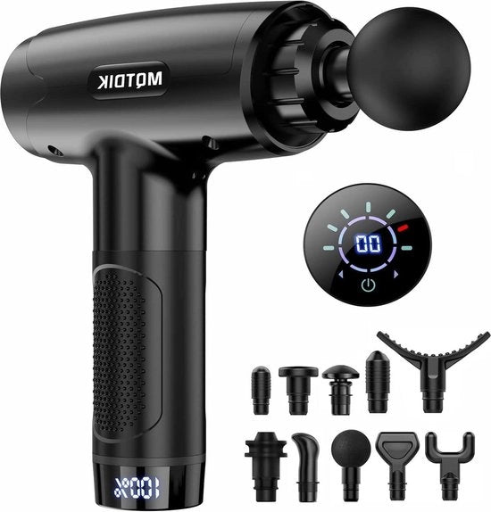 Impugnatura per massaggi profondi per atleti - Percussore per massaggi con 10 teste - 30 velocità regolabili - Percussore elettrico portatile per rilassamento muscolare