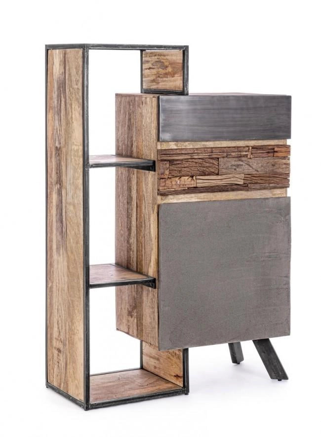 Mobile 1 Anta 2 Cassetti 90x40x140 cm in Acciaio e Legno