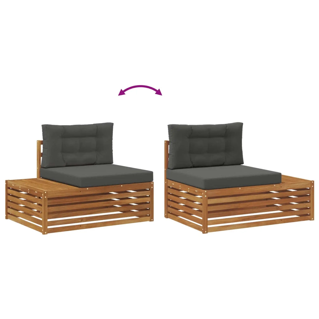 Set di divani da esterno-Sofa da giardino 3 Pezzo Naturale e Antracite
