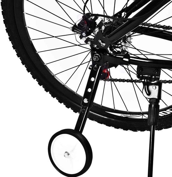 Set di 2 Stabilizzatori Universali per Biciclette da Allenamento con Ruote di Allenamento Regolabili per Biciclette per Bambini da 16 a 22 Pollici (Nero)