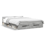 Letto matrimoniale | Letto per adulti | Giroletto Cassetti Grigio Cemento 120x190 cm Legno Multistrato