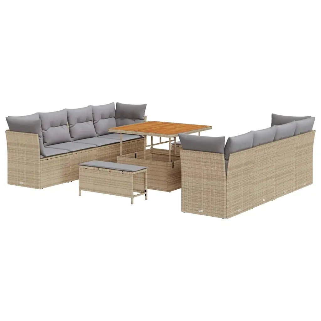 Set Divano da Giardino con cuscino 11 pcs beige e grigio chiaro