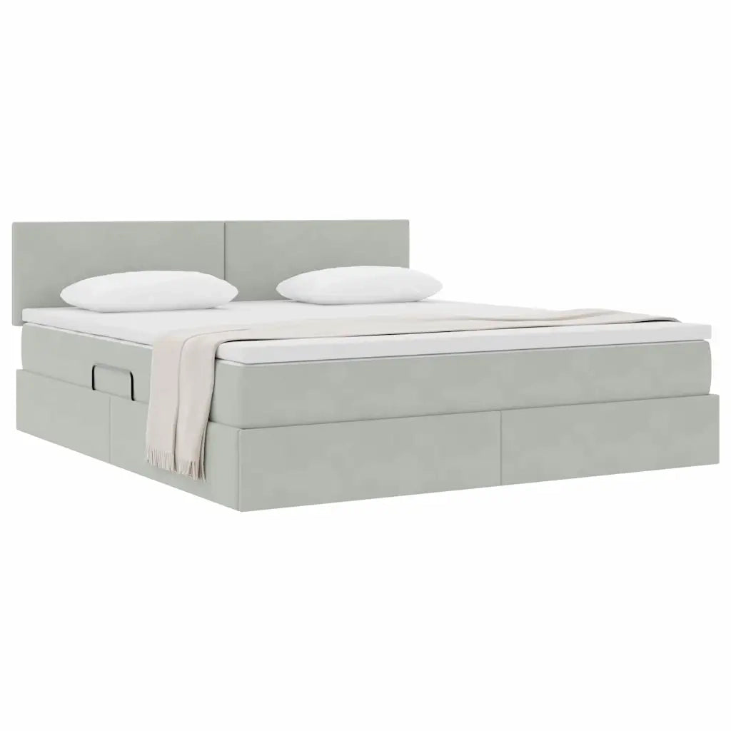 Letto con Contenitore Grigio chiaro 160 x 200 cm Velluto 3370707