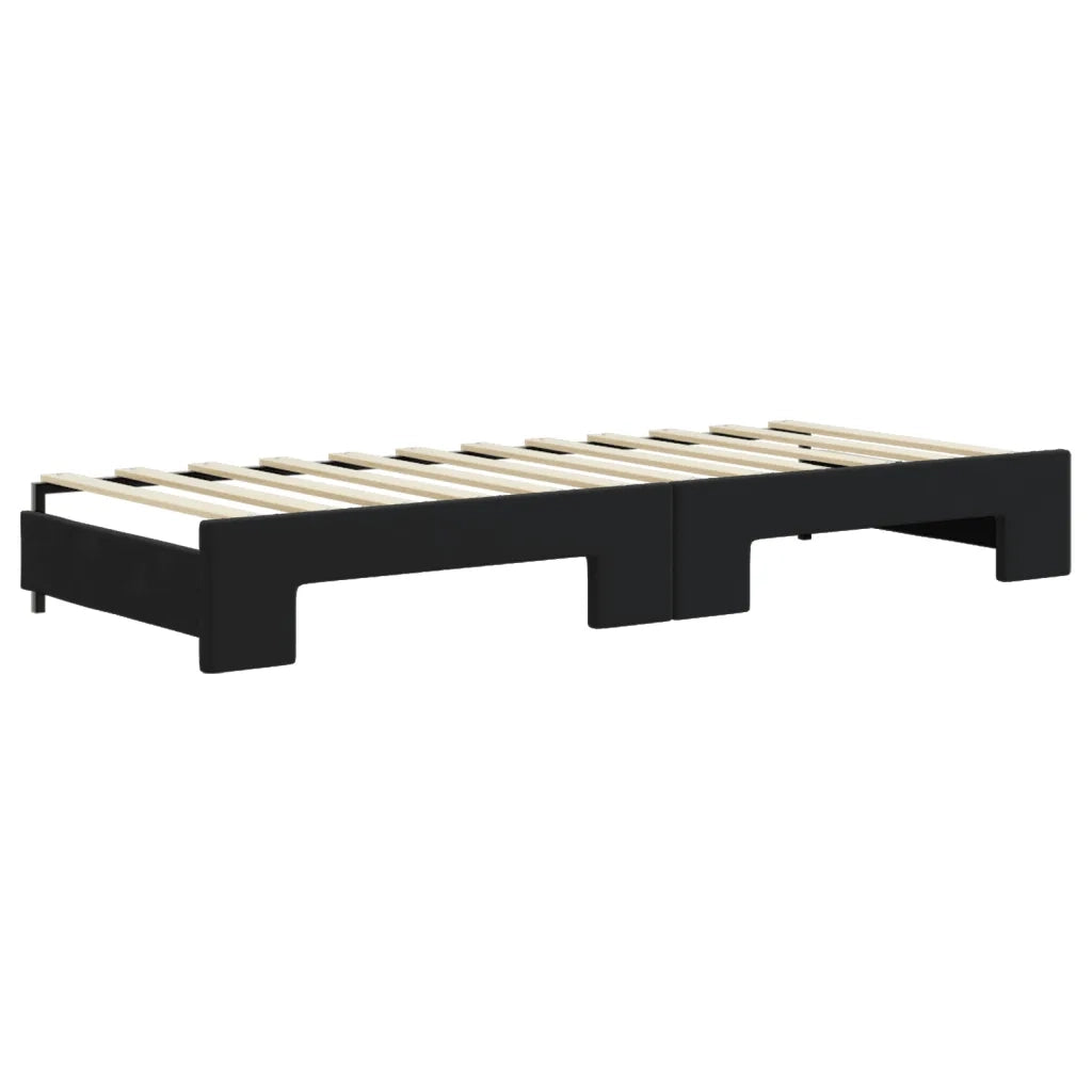 Divano letto | Sof¨¤ letto | Letto singolo Estraibile con Cassetti Nero 80x200 cm in Velluto