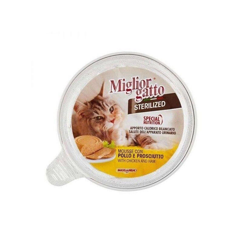 MIGLIOR GATTO STERILIZED 85 GR VASCHETTA DI MOUSSE AL POLLO E PROSCIUTTO