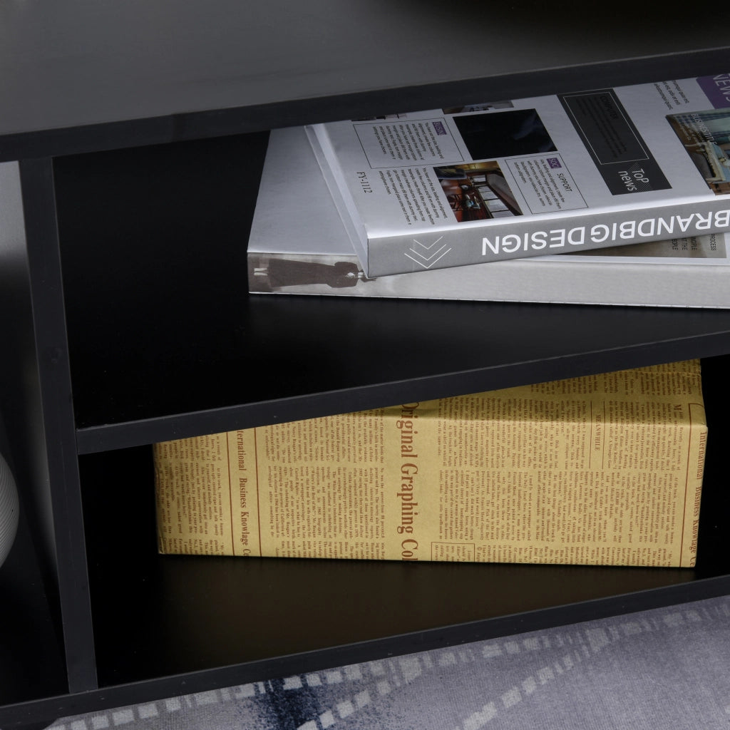 Mobile TV con Ripiani e Ruote ¨C Zephmum ¨C Nero 80x40x40 cm