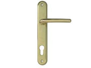 MANIGLIA VEGA CON PLACCA FORO YALE IN ZAMA FINITURA OTTONE LUCIDO- - mm.90 foro yale - 2 paio COTTALI