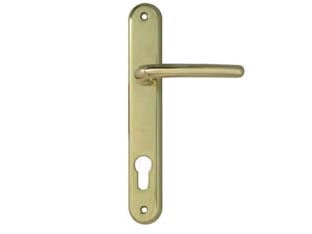 MANIGLIA VEGA CON PLACCA FORO YALE IN ZAMA FINITURA OTTONE LUCIDO- - mm.90 foro yale - 2 paio COTTALI