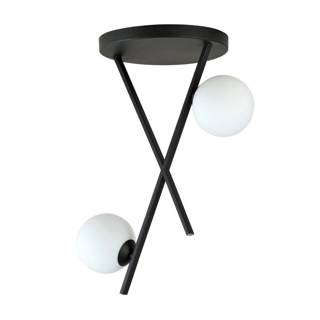 Plafoniera Emibig River 2 luci opale nero E14 30cm