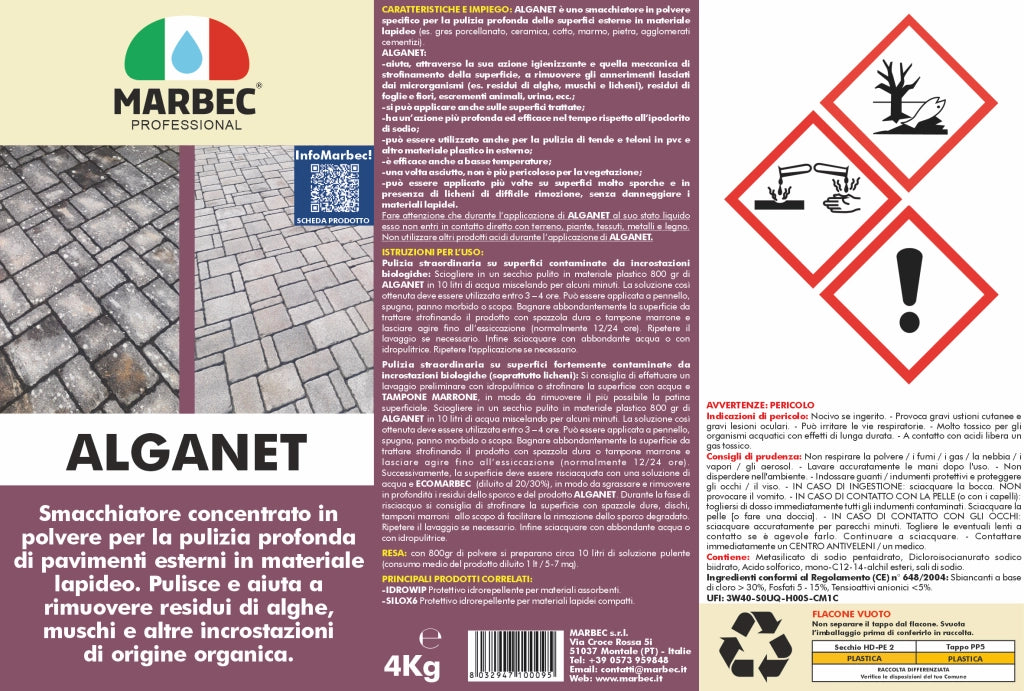 Pulizia pavimenti esterni ALGANET   4KG