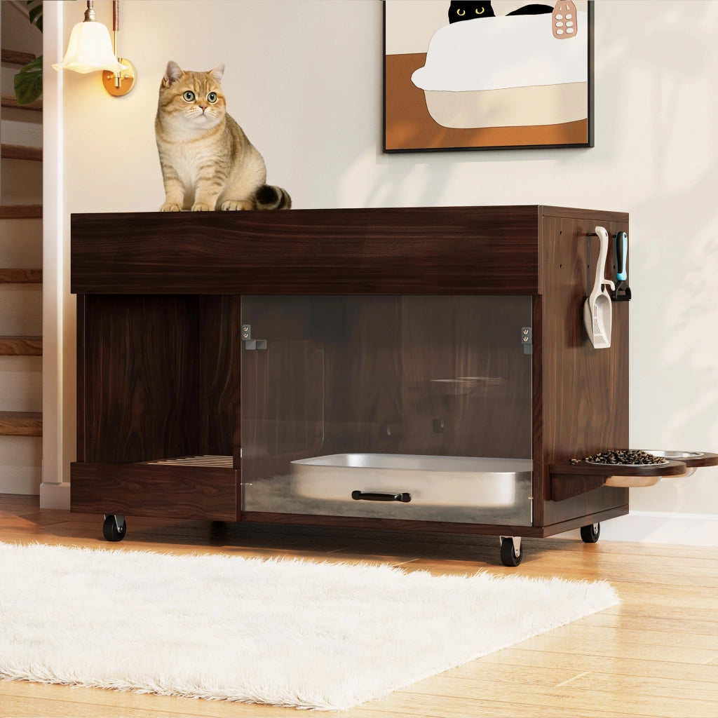Mobiletto Portaciotola per Gatti ¨C MINIMAL ¨C Noce, 100x45.5x67 cm