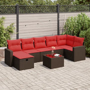 Set Divani da Giardino 8 pz con Cuscini Marrone in Polyrattan 3325420