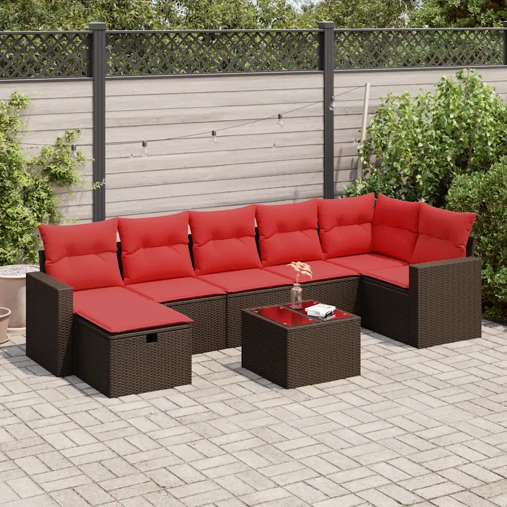 Set Divani da Giardino 8 pz con Cuscini Marrone in Polyrattan 3325420