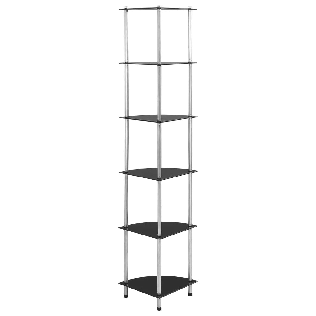 Scaffale a 6 Livelli Nero 30x30x160 cm Vetro Temperato 249522