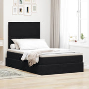 Letto con contenitore e LED con led Nero 120 x 200 cm Velluto