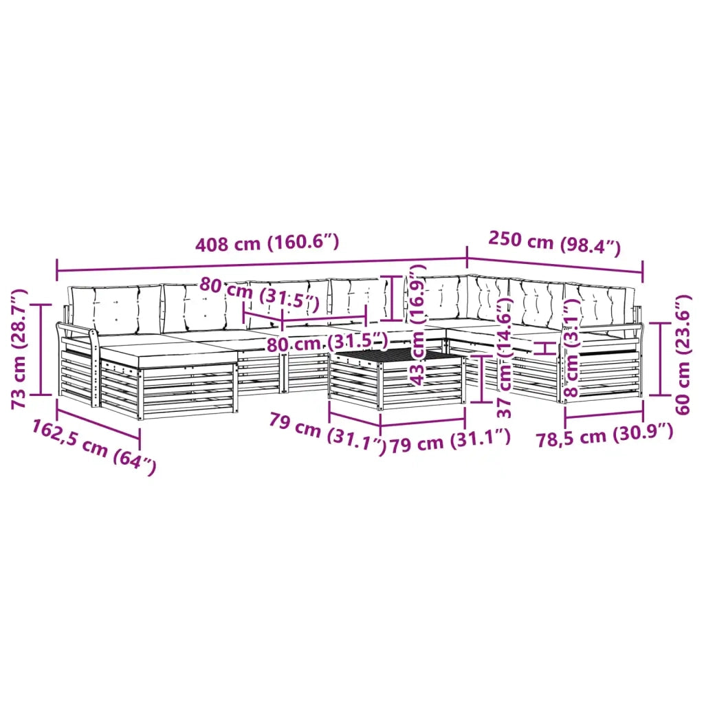 Set di divani da esterno 9 pz Bianco e Beige 3391008