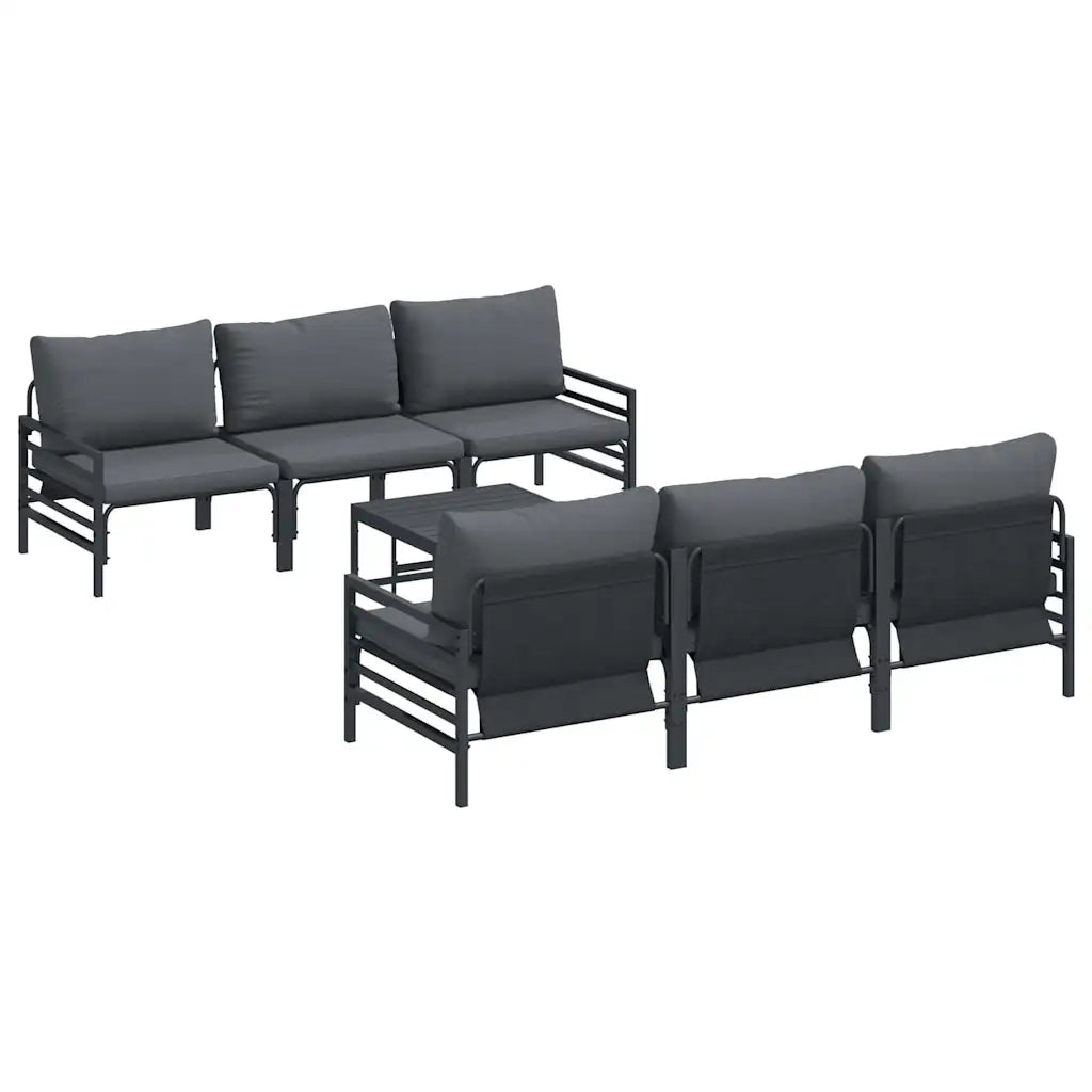 Set Divano da Giardino con cuscino 7 pcs Nero Acciaio 3378956