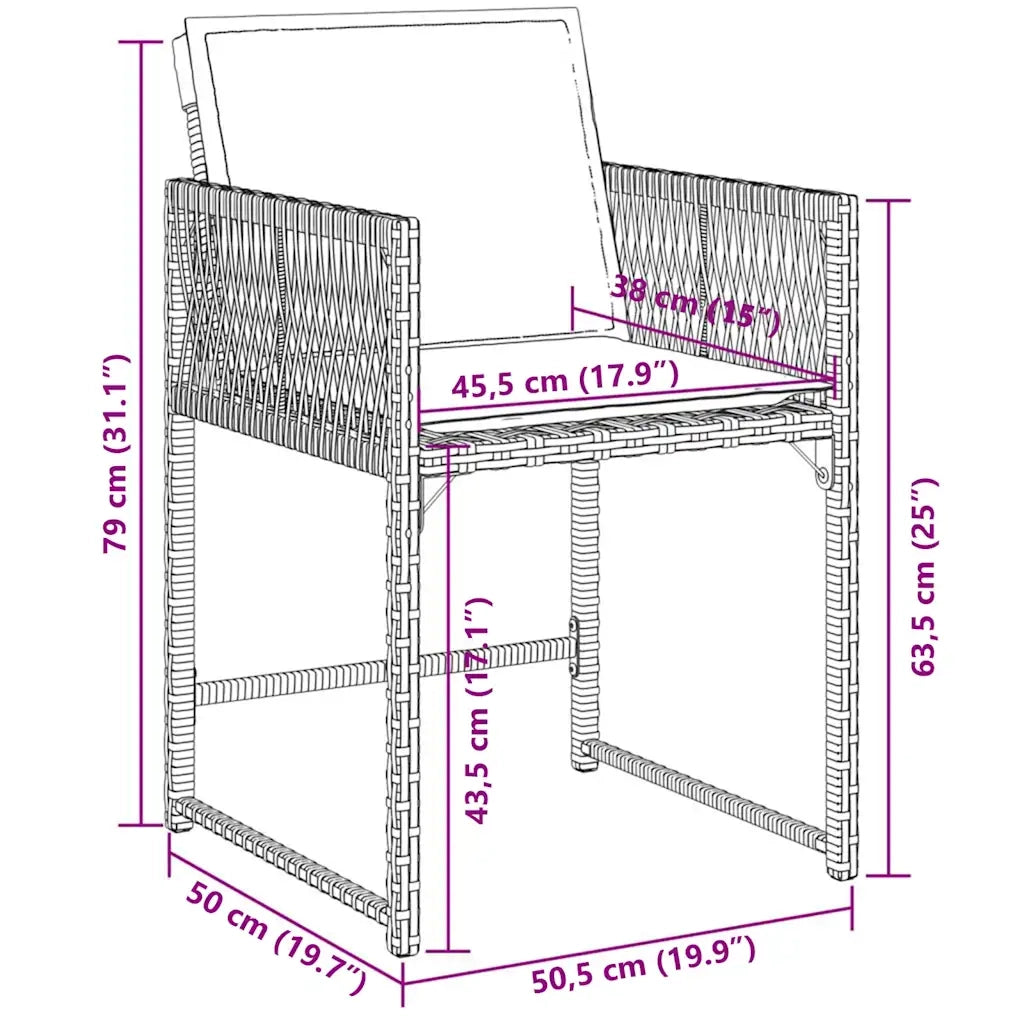 Set Pranzo da Giardino 7 pz con Cuscini Beige Misto Polyrattan