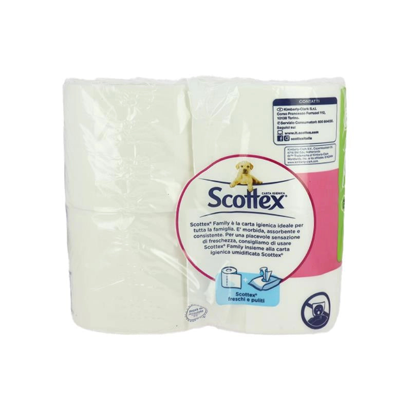 SCOTTEX CARTAIGIENICA FAMILY MORBIDA E CONSISTENTE - 4 ROTOLI MAXI