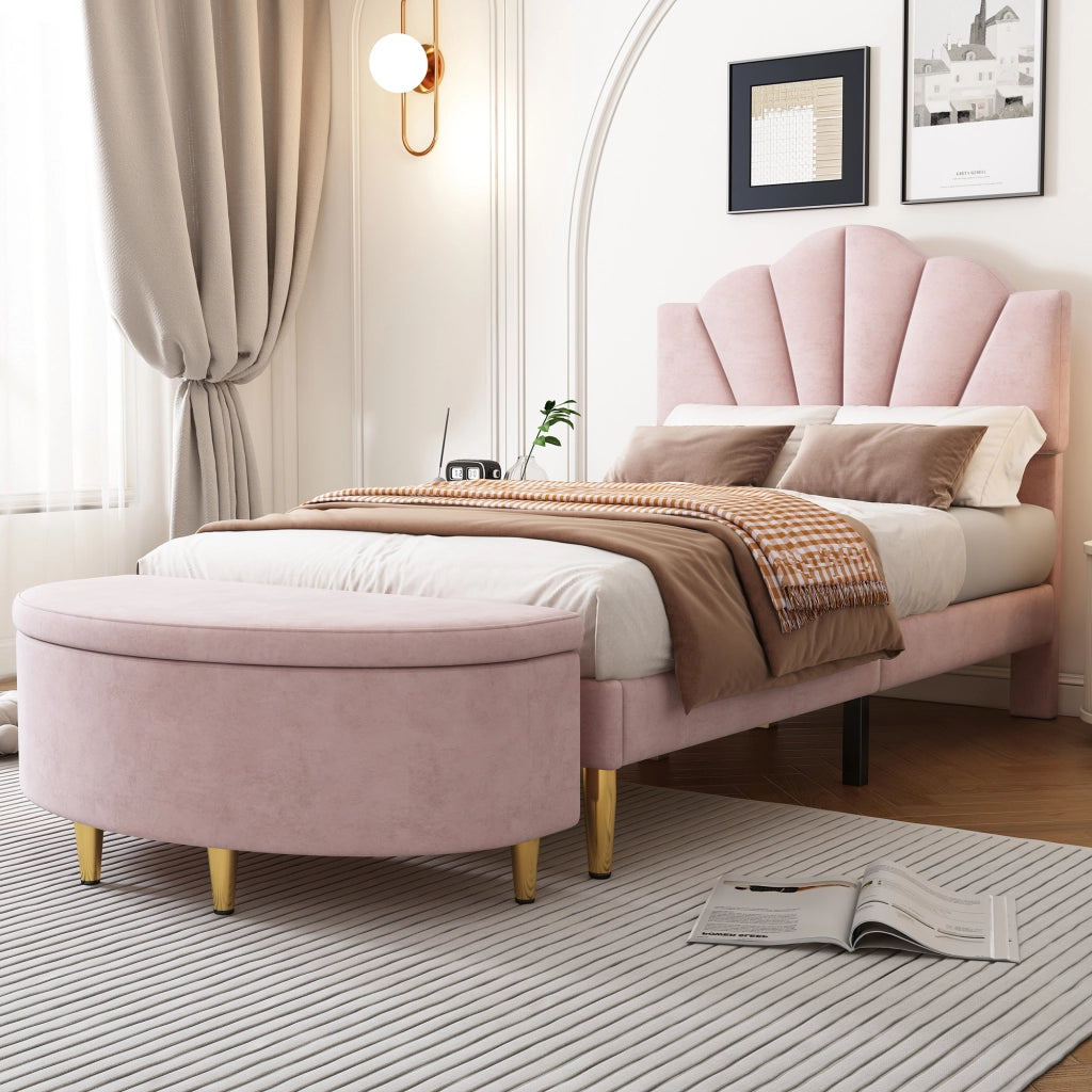 letto imbottito velluto rosa 90 x 200 cm