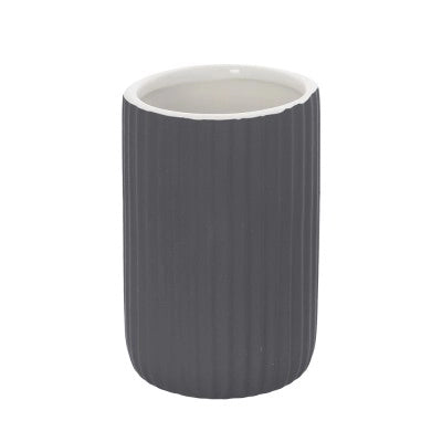 Portaspazzolini bagno d'appoggio grigio in ceramica soft touch Spring