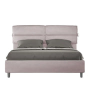 Letto matrimoniale con rete imbottito 160x200 microfibra glicine Nandy