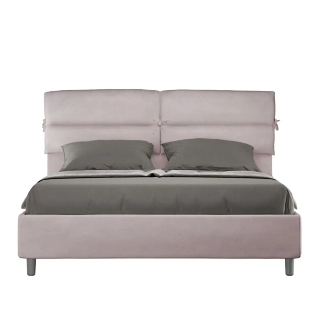 Letto matrimoniale con rete imbottito 160x200 microfibra glicine Nandy