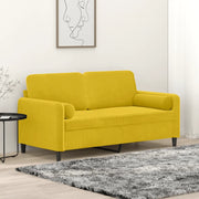 Divano a 2 Posti con Cuscini Giallo 140 cm in Velluto