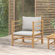 Divano da Giardino con Cuscini Grigio Chiaro in Bambù 362281
