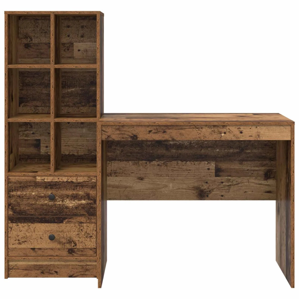 Scrivania con cassetto con lo scaffale 2 pcs Legno vecchio 3337367