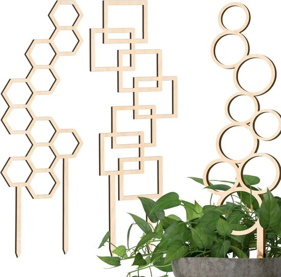 Supporto per piante da appartamento - scala per piante - 3 pezzi - naturale - 39/39/40,5 cm