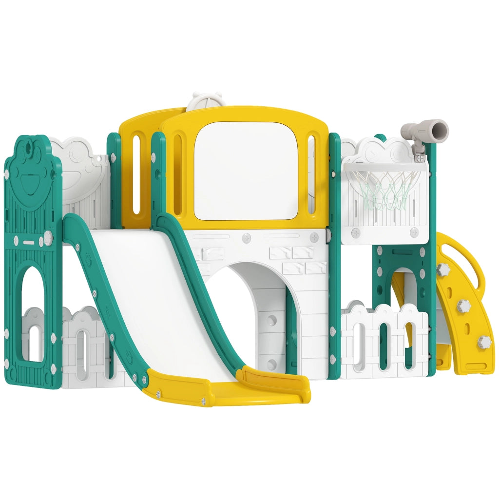 Casetta da gioco 7 in 1 con scivolo ¨C Minimal ¨C Giallo e verde