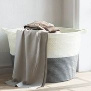 Cesto per Biancheria Grigio e Bianco Ø60x36 cm in Cotone 358473