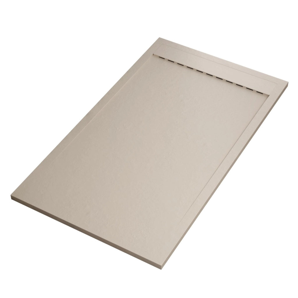 Piatto doccia in marmoresina crema effetto pietra cemento prestige, misura 70x160