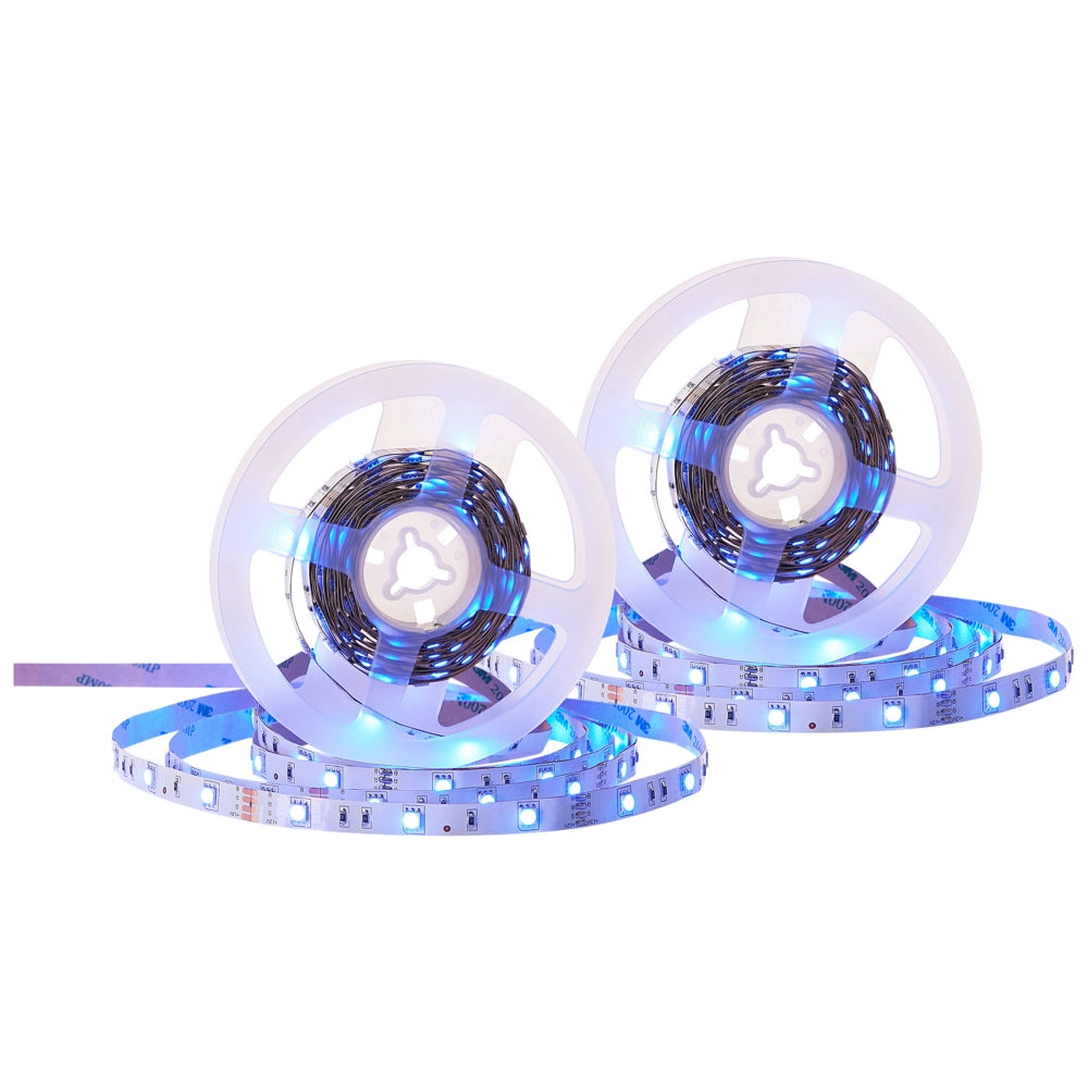 Set di 2 strisce 5 M LED opzione di illuminazione regolabile 16 colori + luce bianca Controllo remoto KIKORI