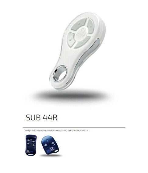 RADIOCOMANDO RESISTENTE ALL'ACQUA BIANCO 4 CANALI 433 MHZ KEY SUB SUB-44WR