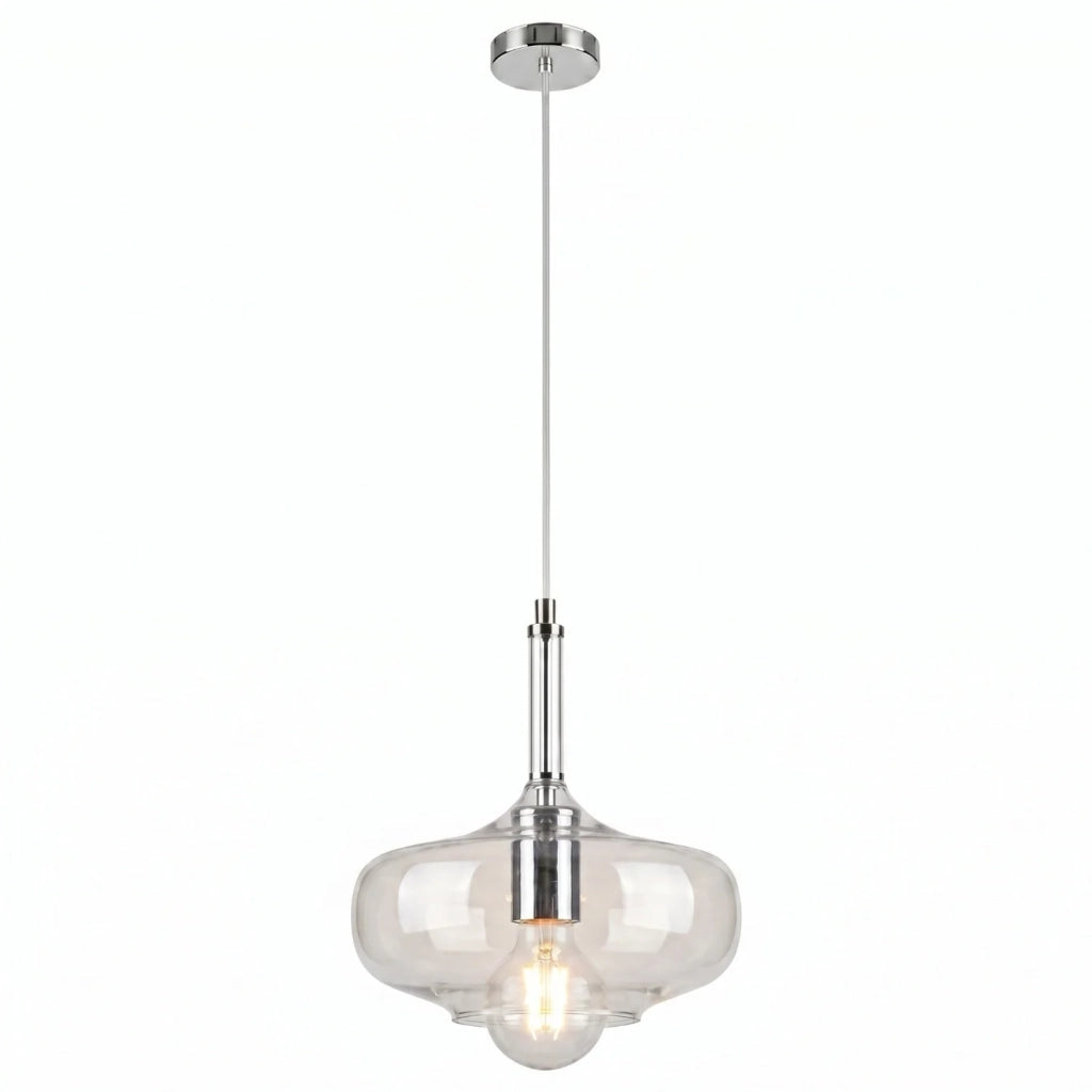 Sospensione Imbuto 1 Luce Trasparente E Cromo Luceart Design