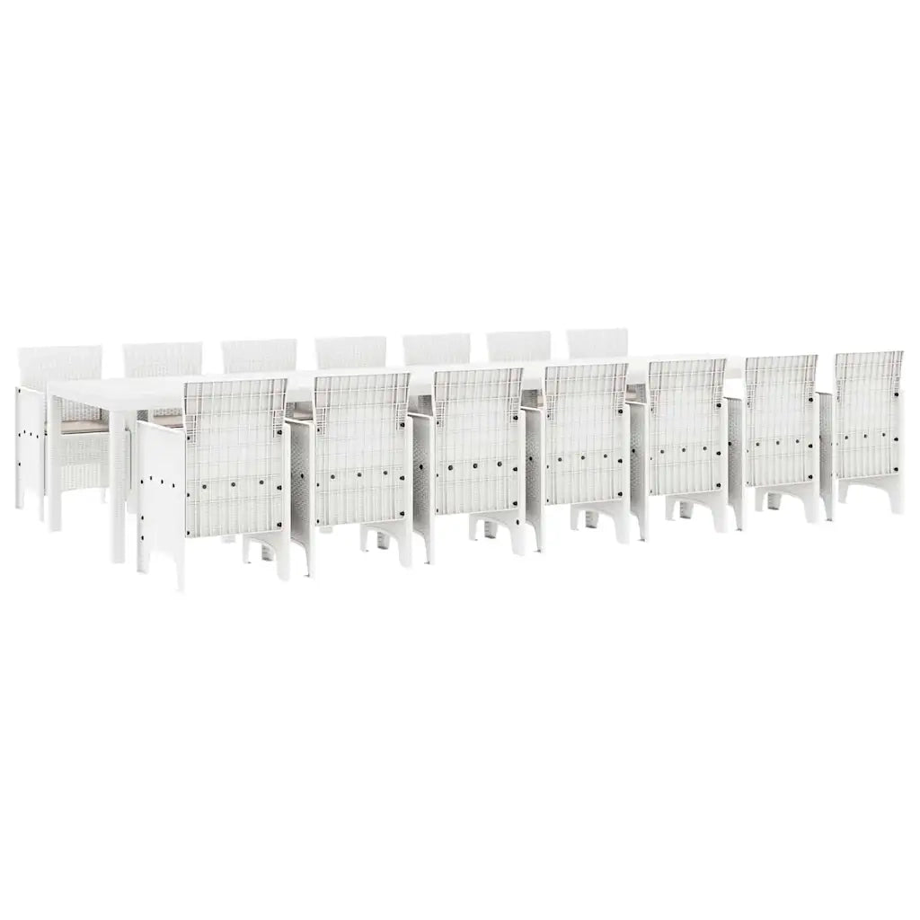 Set da pranzo da giardino con cuscini 15 pcs Bianco PP 3378803