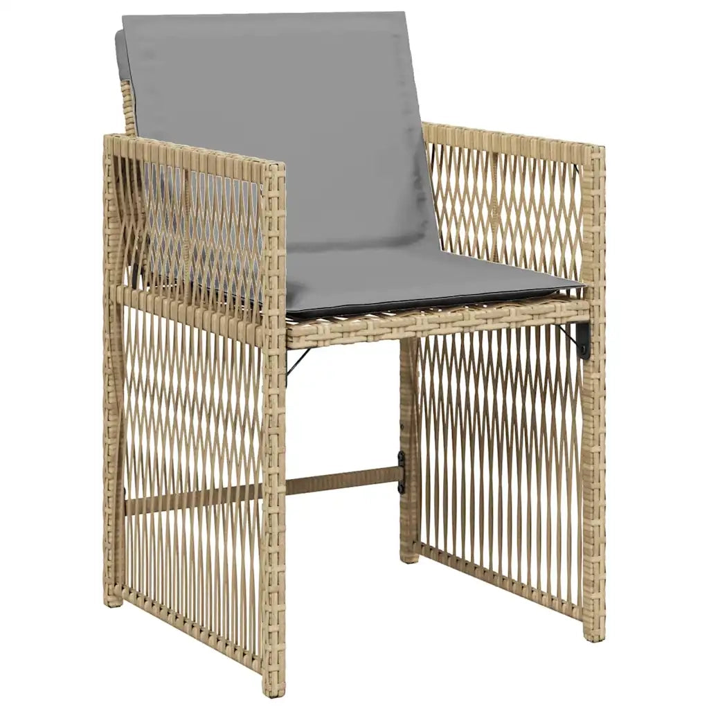 Set da Pranzo per Giardino 5 pcs Beige polyrattan