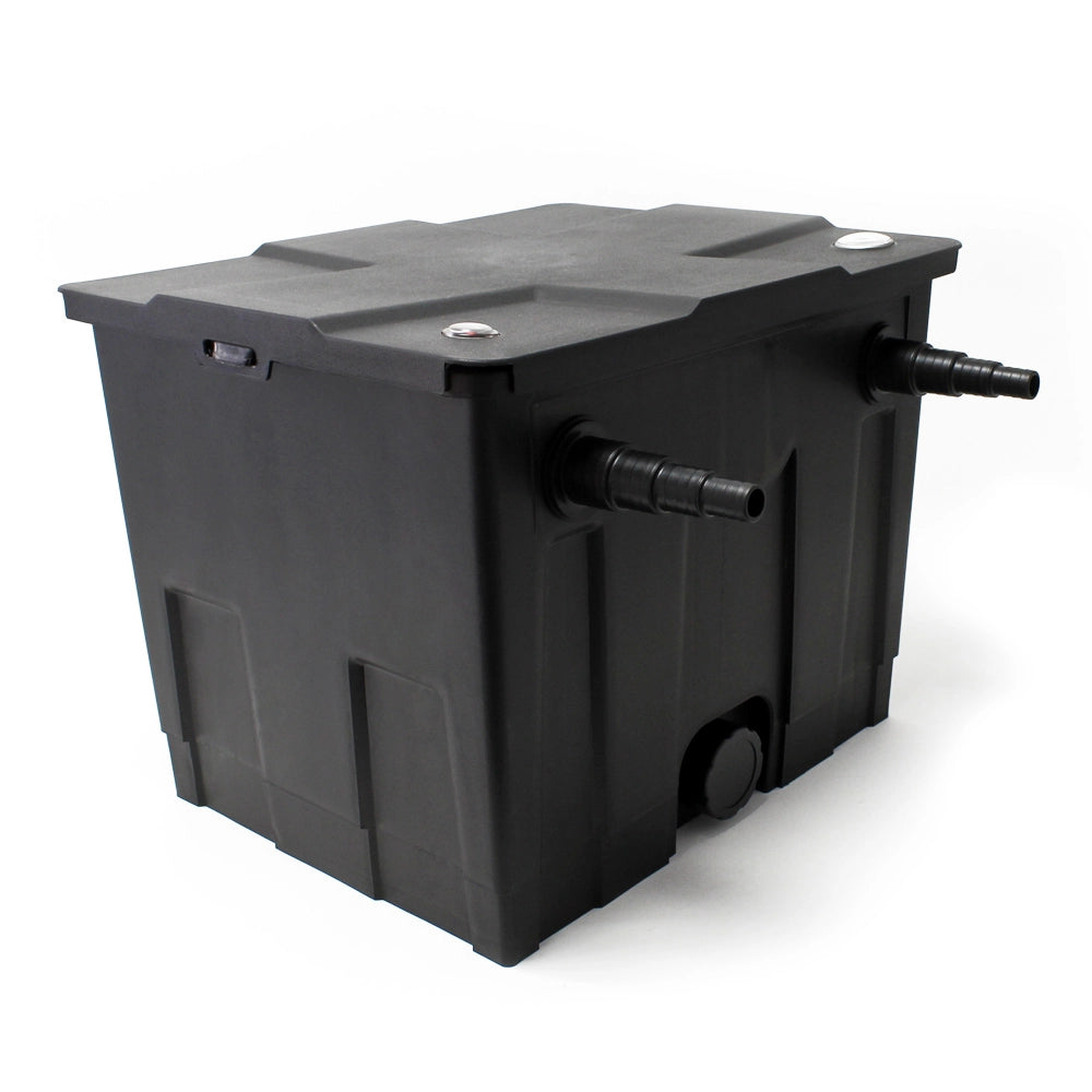 Set filtrante per laghetto 12000l con chiarificatore UVC 72W, pompa 80W, tubo, skimmer e fontana