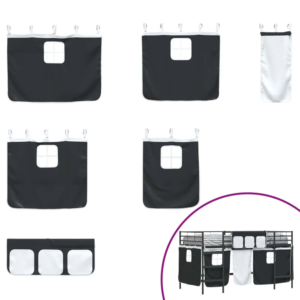Struttura del Letto Loft per Bambini con Tendine Nero