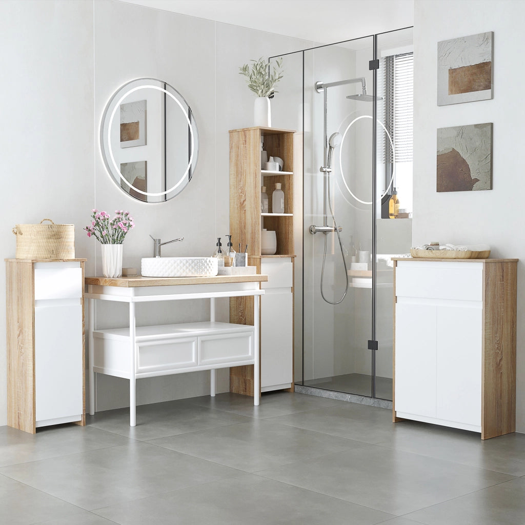 Mobile bagno colonna salvaspazio ¨C Xylo ¨C bianco legno 1 cassetto 1 anta 32x30x90 cm