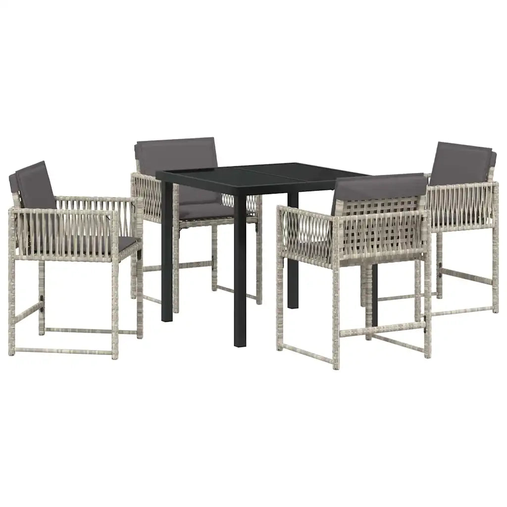 Set da Pranzo per Giardino 5 pcs Grigio chiaro polyrattan