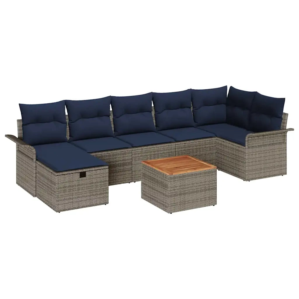 Set Divano da Giardino con cuscino 8 pcs Grigio Poly Rattan 3360797