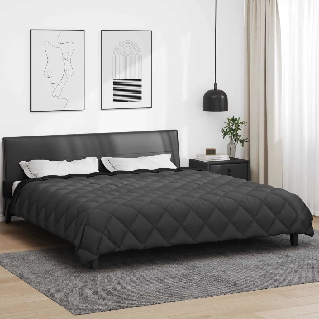Piumone | Duvet Invernale Nero e antracite 200 x 220 cm Microfibra