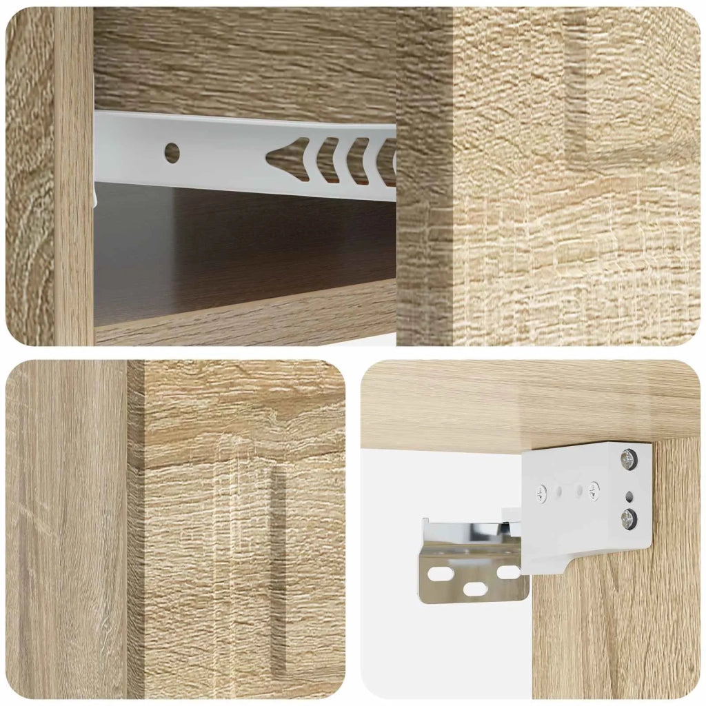 Set di 2 Comodini | Armadio da Notte | Mobiletto da notte a muro Rovere Sonoma 49 x 34,5 x 20 cm